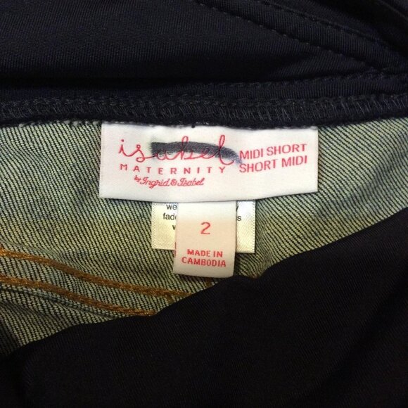 Isabel Maternity Women Midi Short Denim Crossover Panel Size 2 Blue - Picture 4 of 4